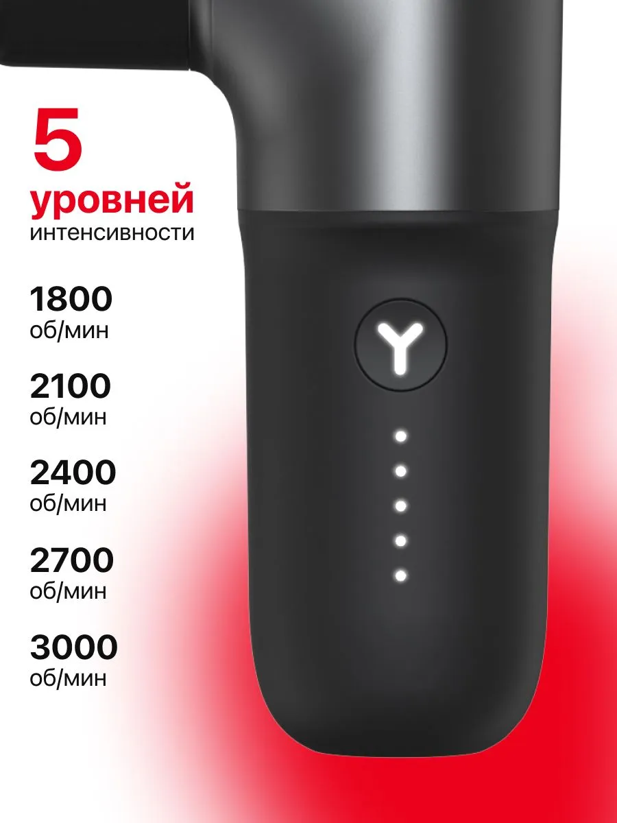 Пять уровней интенсивности YAMAGUCHI Massage Gun One